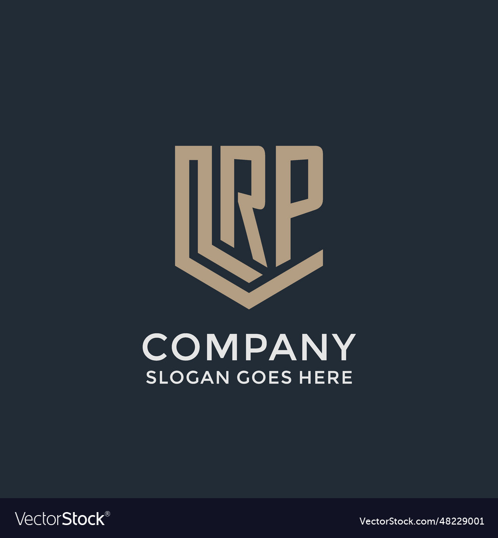 Initial rp logo shield guard shapes logo idea Vector Image