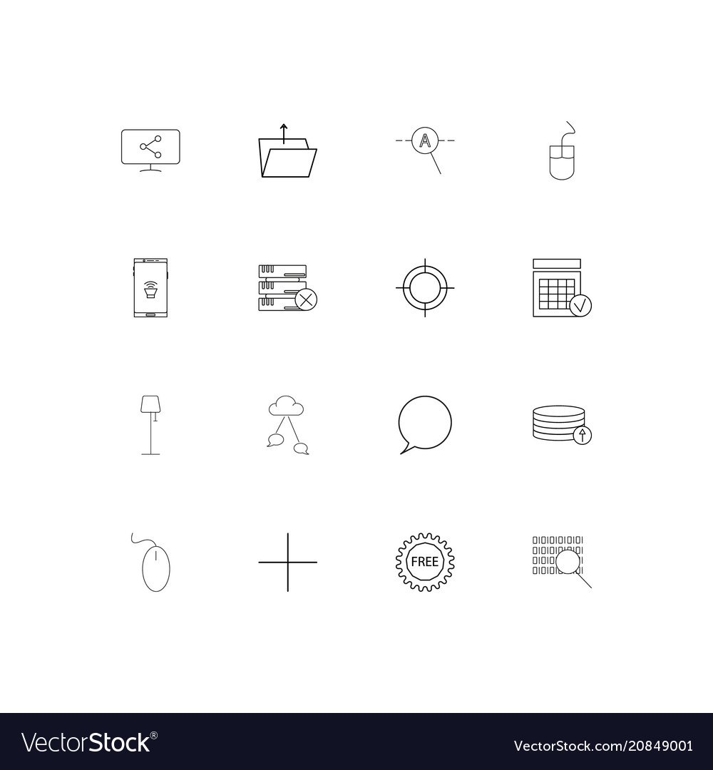 Internet technologies linear thin icons set
