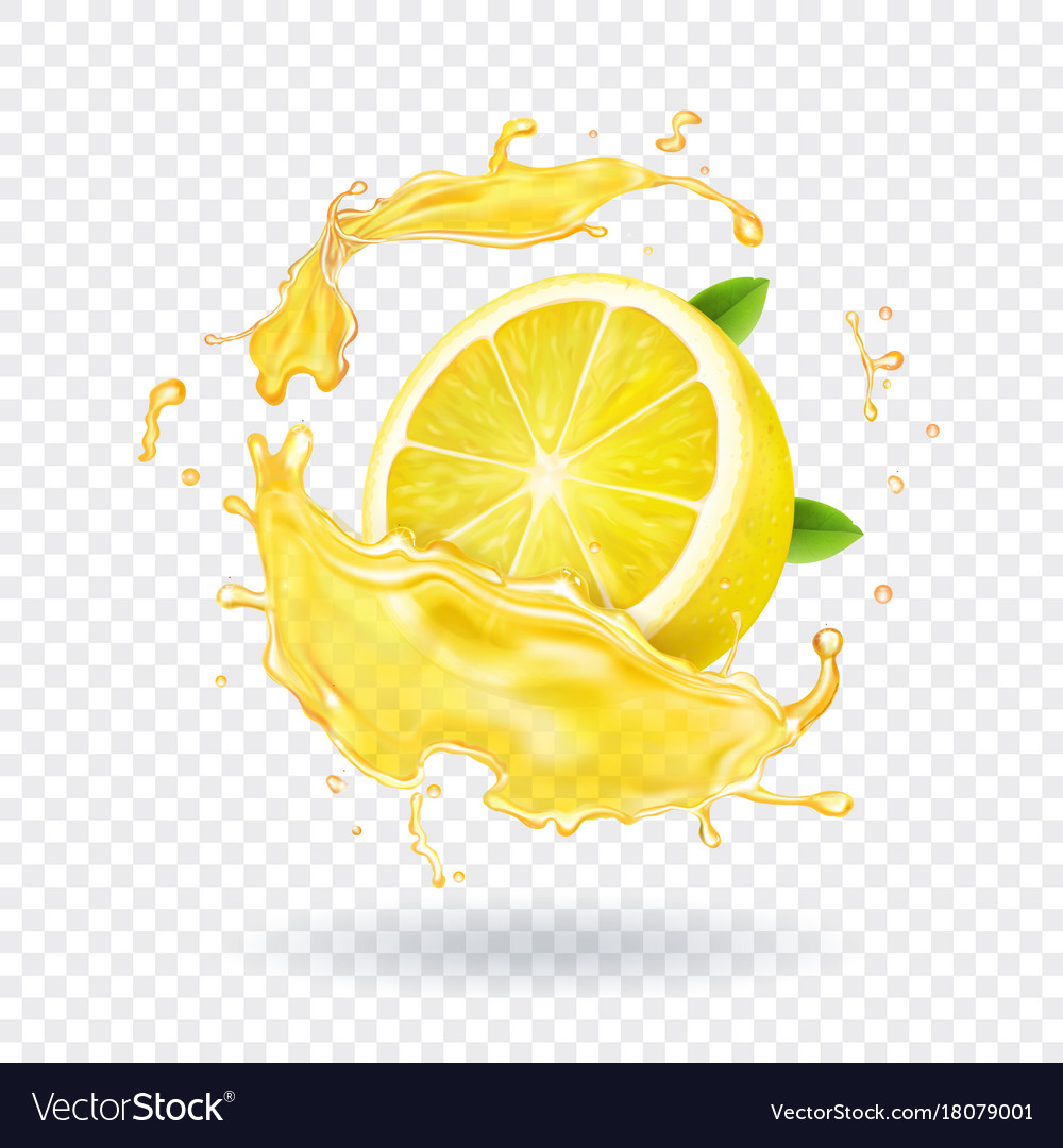 Lemon Fruit Juice Splash Realistic Royalty Free Vector Image