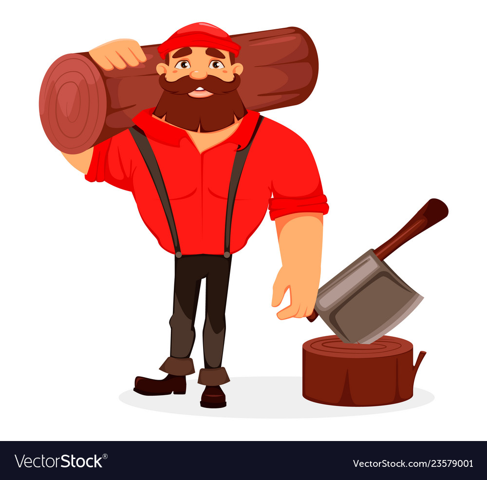 Lumberjack handsome logger cartoon character Vector Image