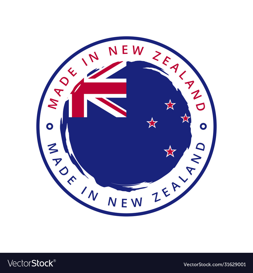 Made in new zealand round label Royalty Free Vector Image