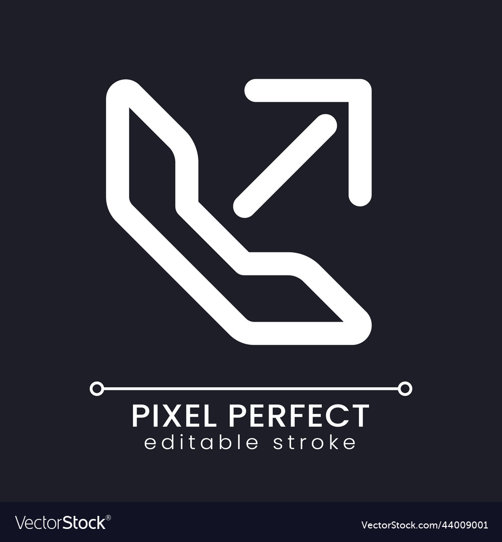 Outgoing call pixel perfect white linear ui icon Vector Image Outgoing call pixel perfect white linear ui icon
