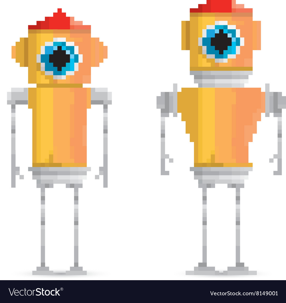 Pixel style robot set