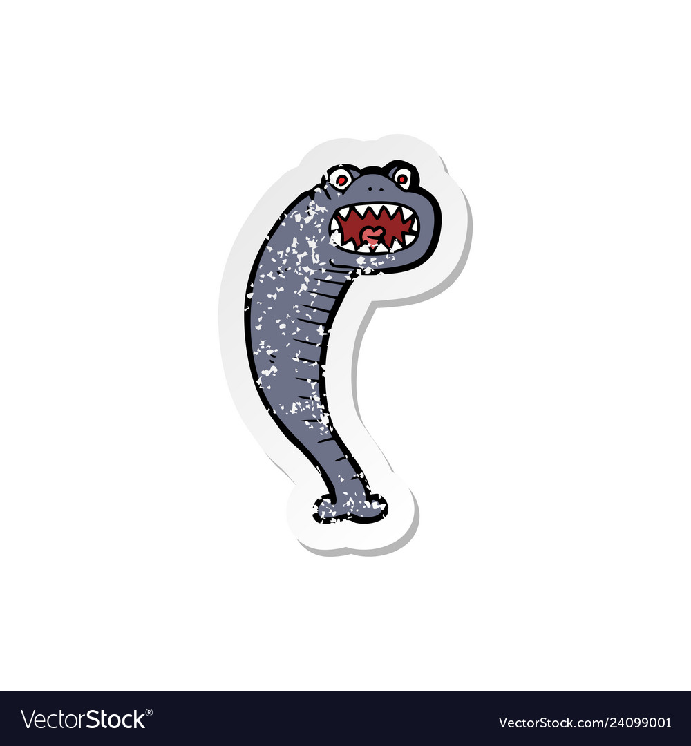 Retro distressed sticker of a cartoon leech