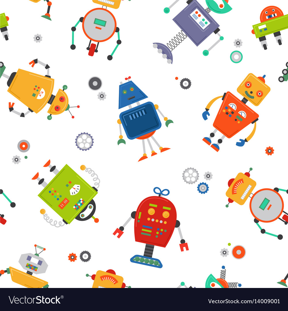 Robot Seamless Pattern - Colorful