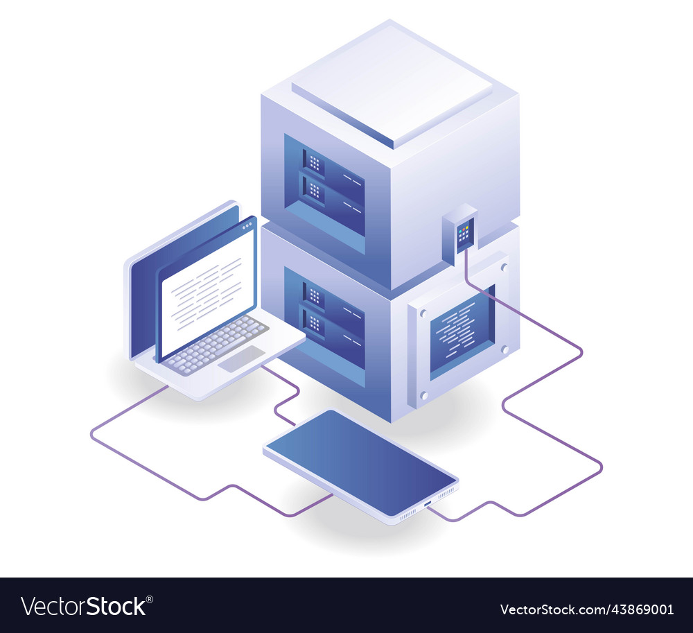Server computer smartphone application system Vector Image Server computer smartphone application system