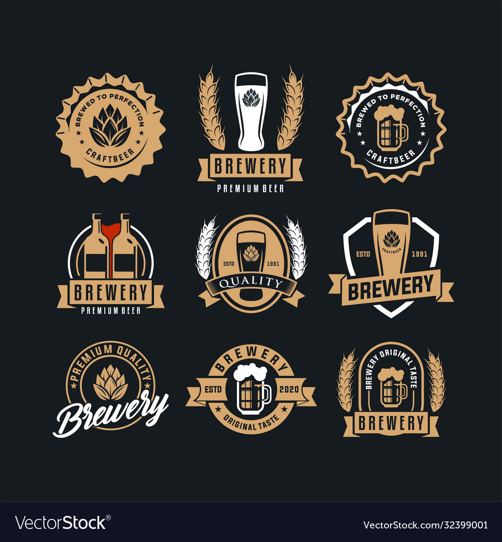 Set beer logo - emblem brewer Royalty Free Vector Image