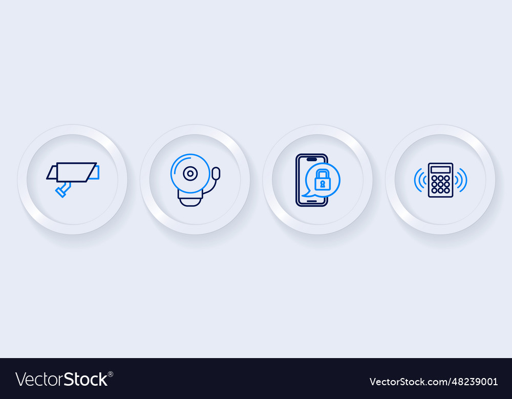 Set line security keypad access panel mobile vector image Set line security keypad access panel mobile