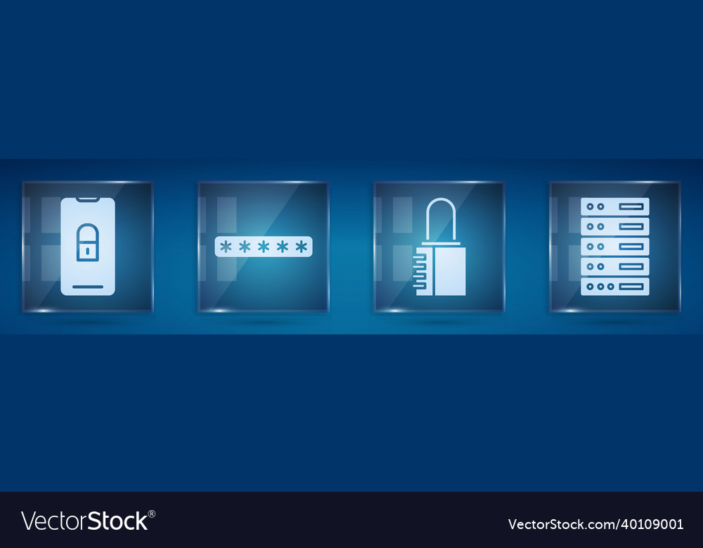 Set mobile with closed padlock password Vector Image Set mobile with closed padlock password