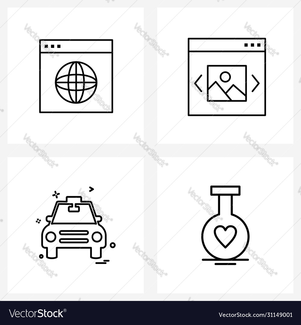 Simple set 4 line icons such as design