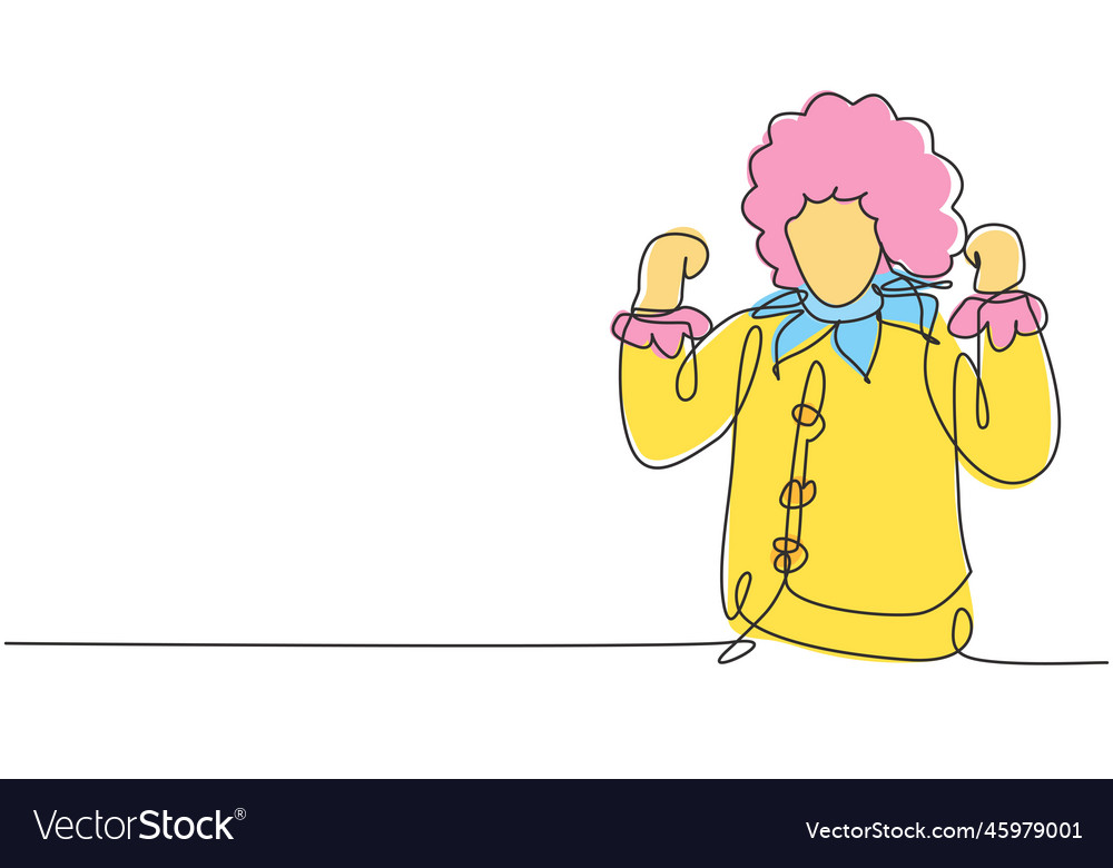 Single continuous line drawing clown vector image Single continuous line drawing clown