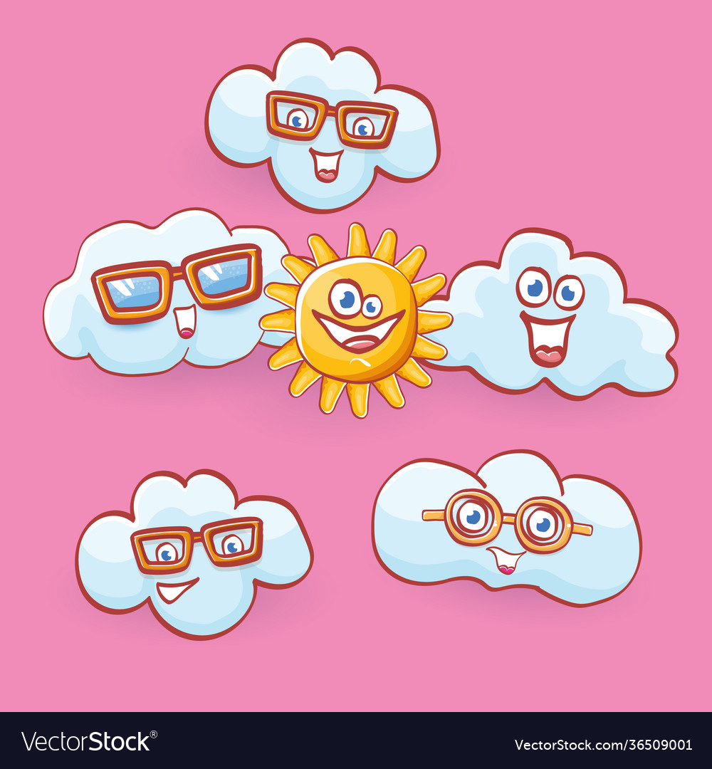 Sommer Cartoon Icon Set mit funky