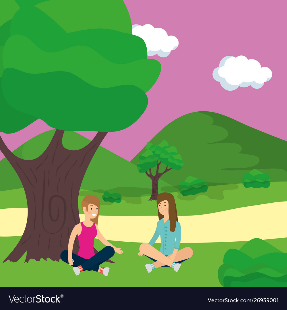 Women in park design Royalty Free Vector Image