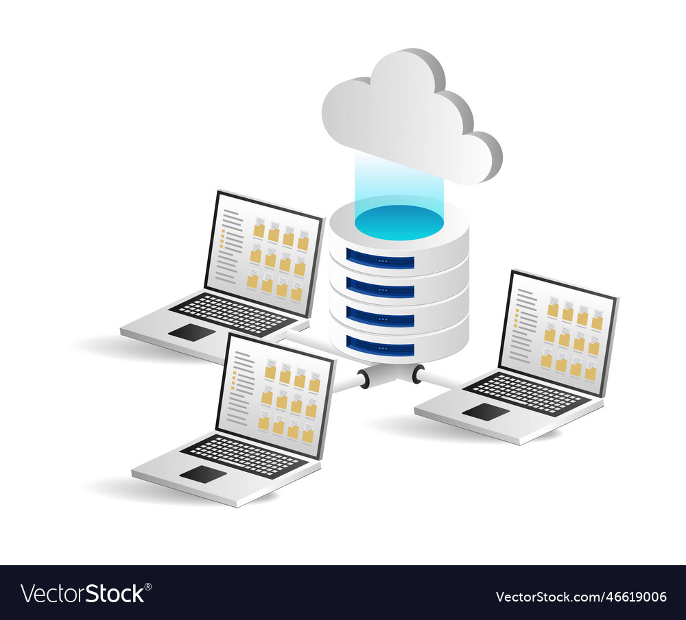 Cloud computing concept with servers and vector image Cloud computing concept with servers and