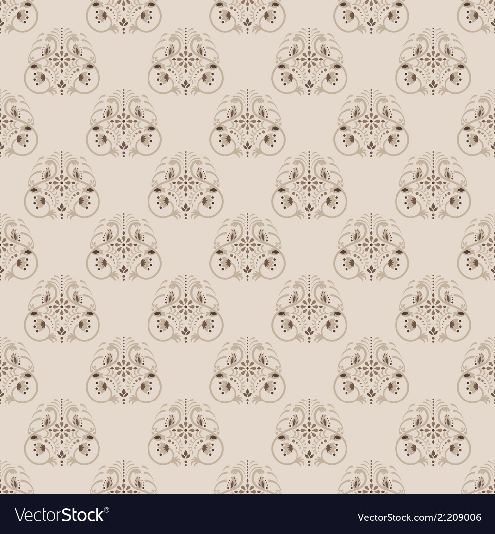 Damask neutral color floral seamless Royalty Free Vector