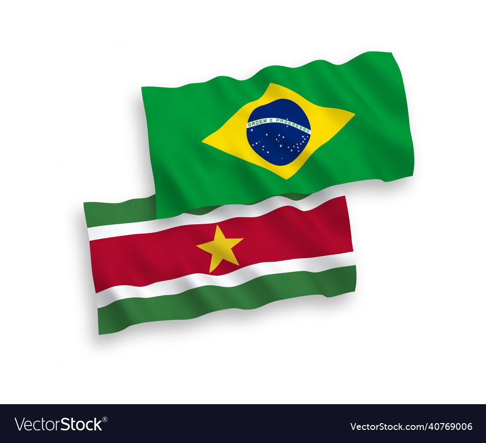 Flags of brazil and republic suriname