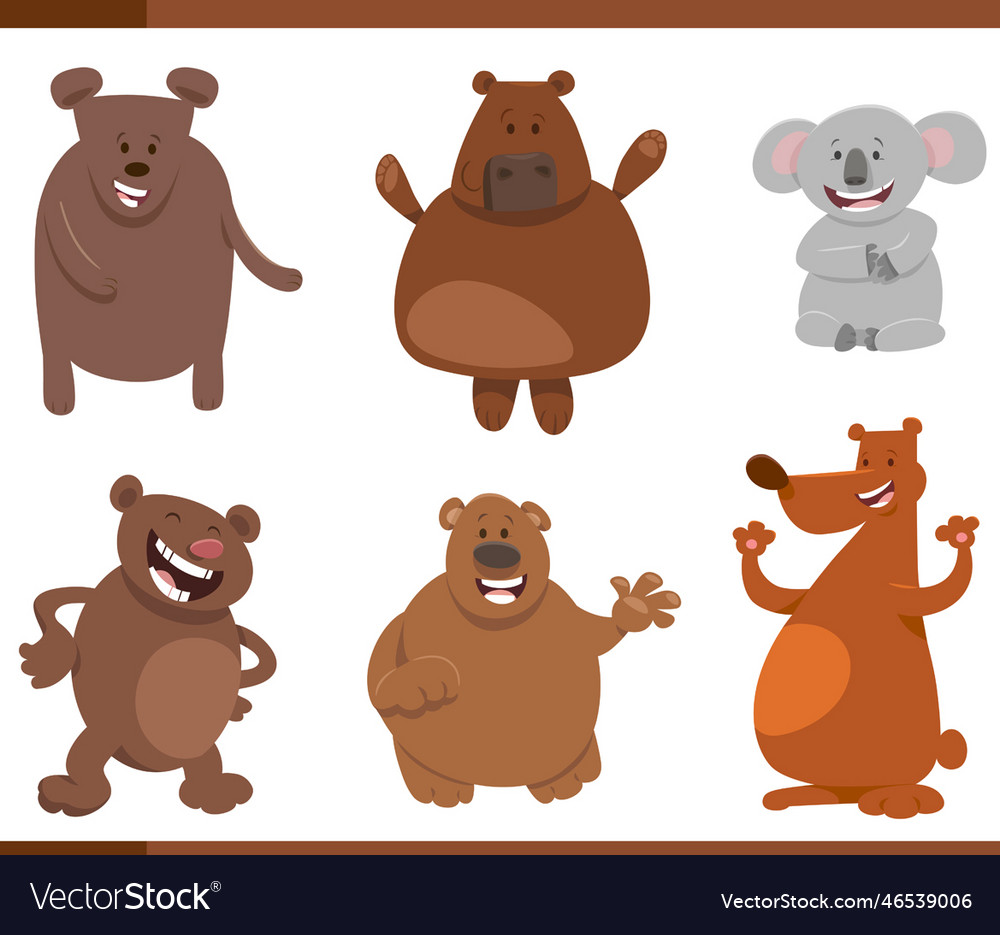 Funny Cartoon Bears Wild Animal Characters Set Vector Image Funny Cartoon Bears Wild Animal Characters Set Vector Image