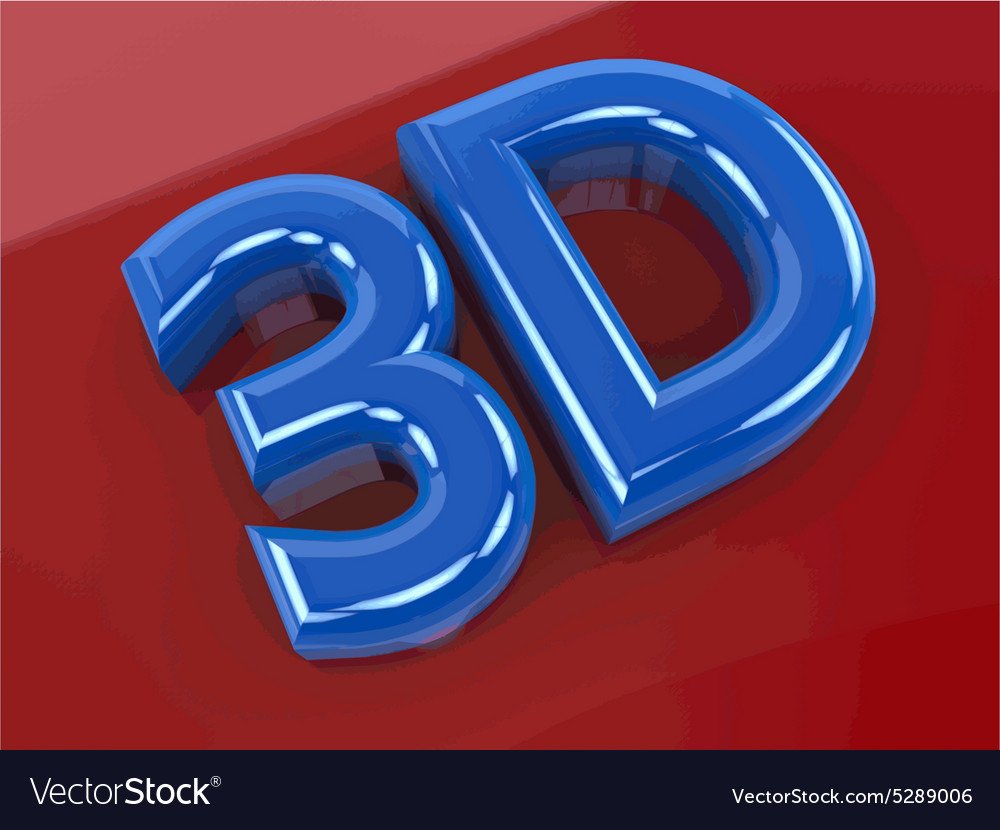 Glossy blue 3d logo isolated on red background