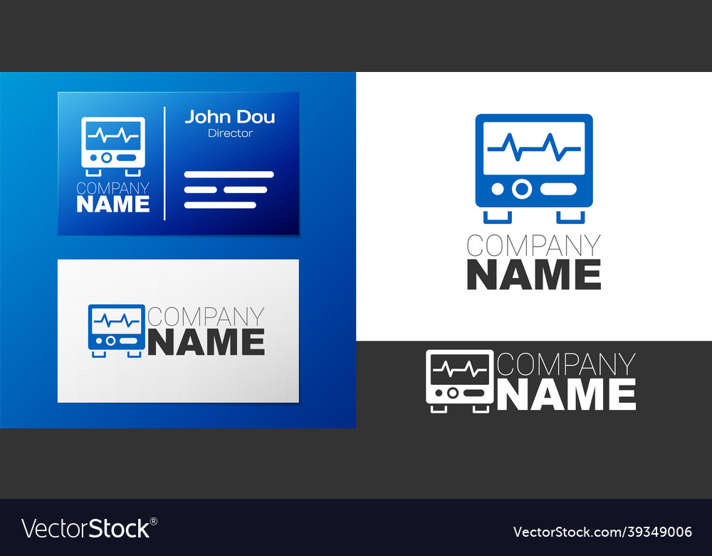 Logotype computer monitor with cardiogram icon vector image Logotype computer monitor with cardiogram icon