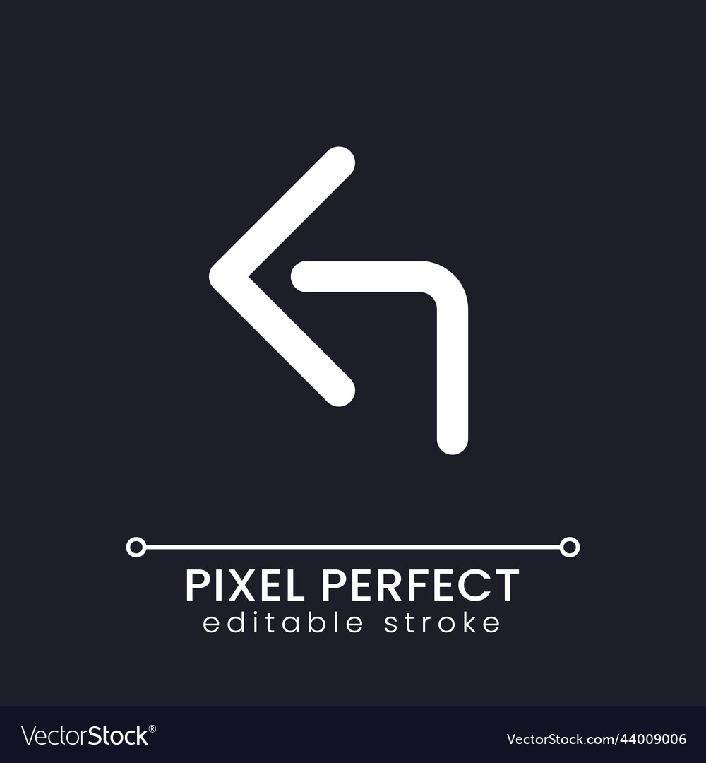 Reply arrow pixel perfect white linear ui icon vector image Reply arrow pixel perfect white linear ui icon