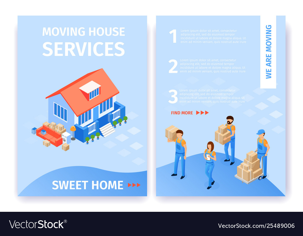 Set moving house services sweet home flat cartoon