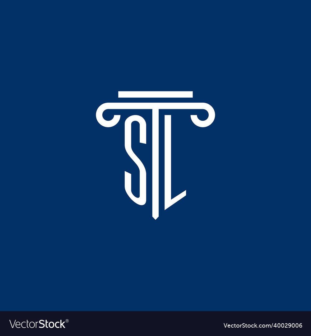 Sl initial logo monogram with simple pillar icon Vector Image Sl initial logo monogram with simple pillar icon