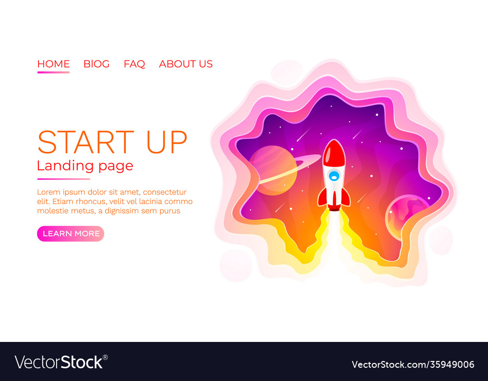 Start up idea landing page screen development vector image Start up idea landing page screen development