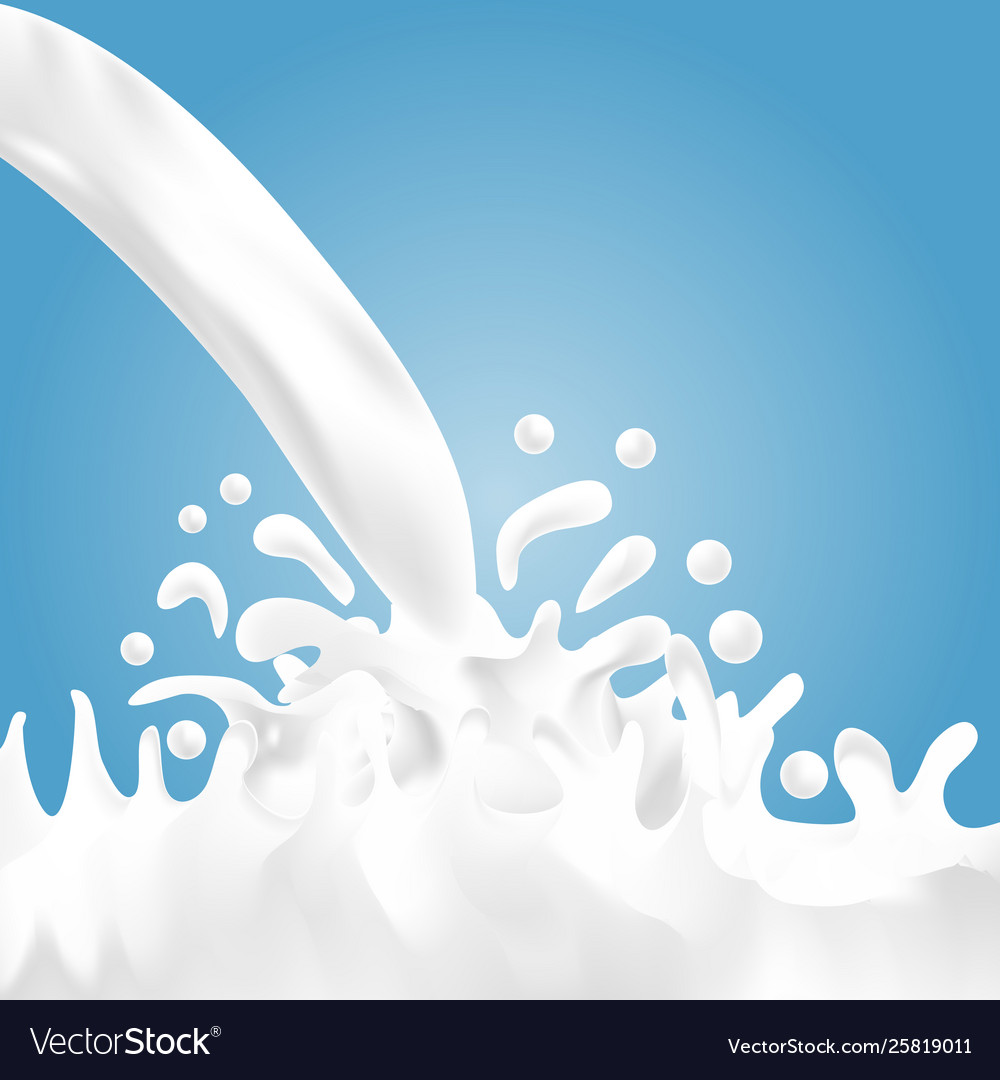 Abstract realistic milk drop with splashes Vector Image