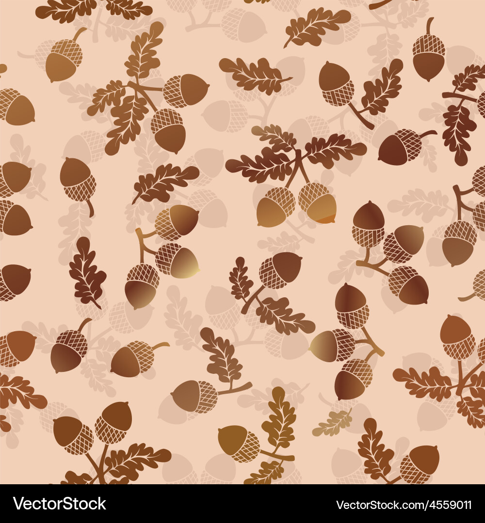 Acorns oak nut seamless pattern Royalty Free Vector Image