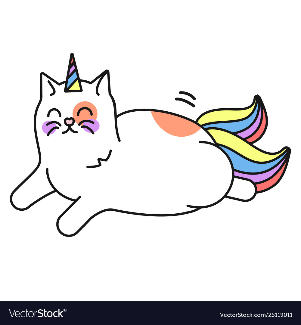 Cat unicorn icon cute funny fantasy animal Vector Image