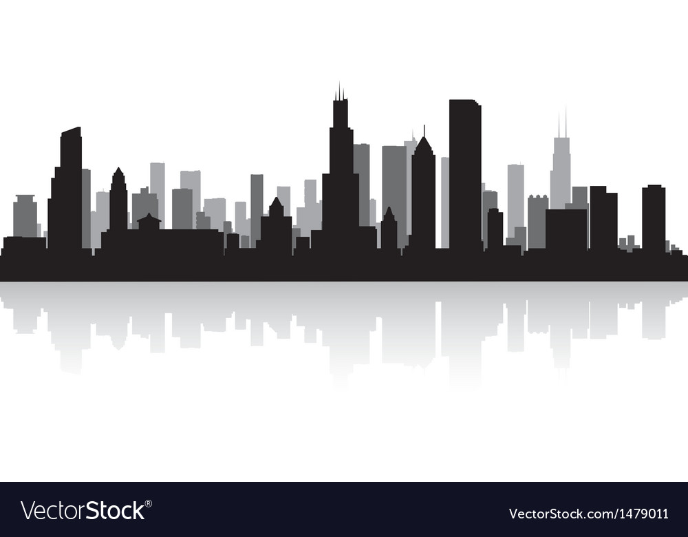 Chicago usa city skyline silhouette Royalty Free Vector