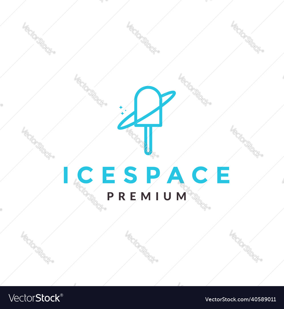 Fresh line ice cream with space logo symbol icon