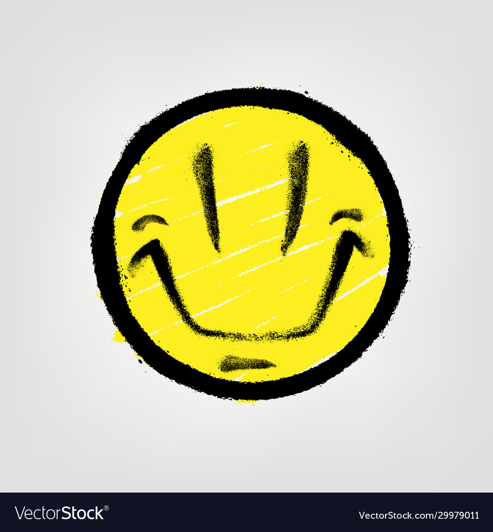 Graffiti emoticon smiling face painted spray Vector Image