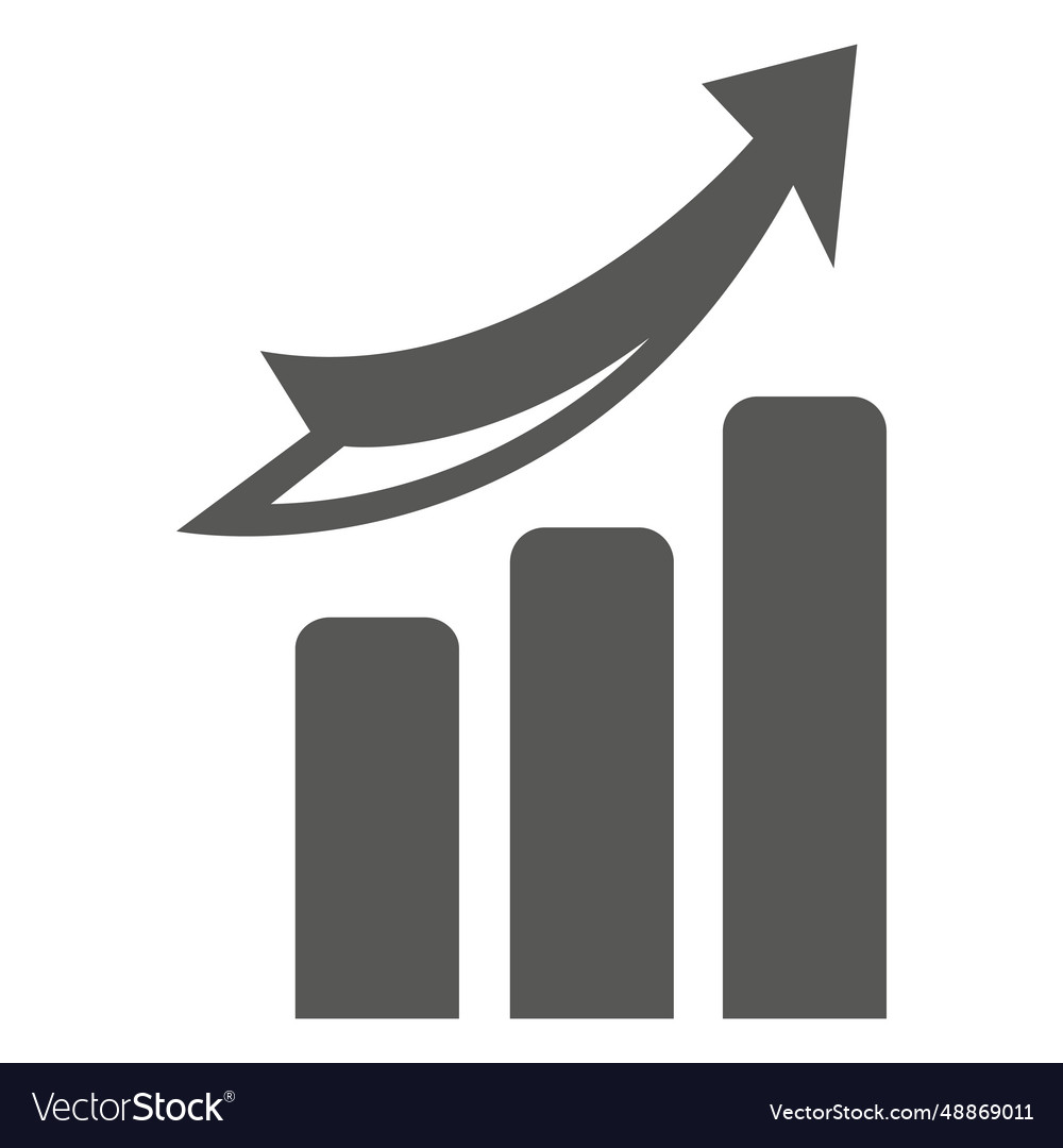 Growing graph with arrow going up vector image Growing graph with arrow going up