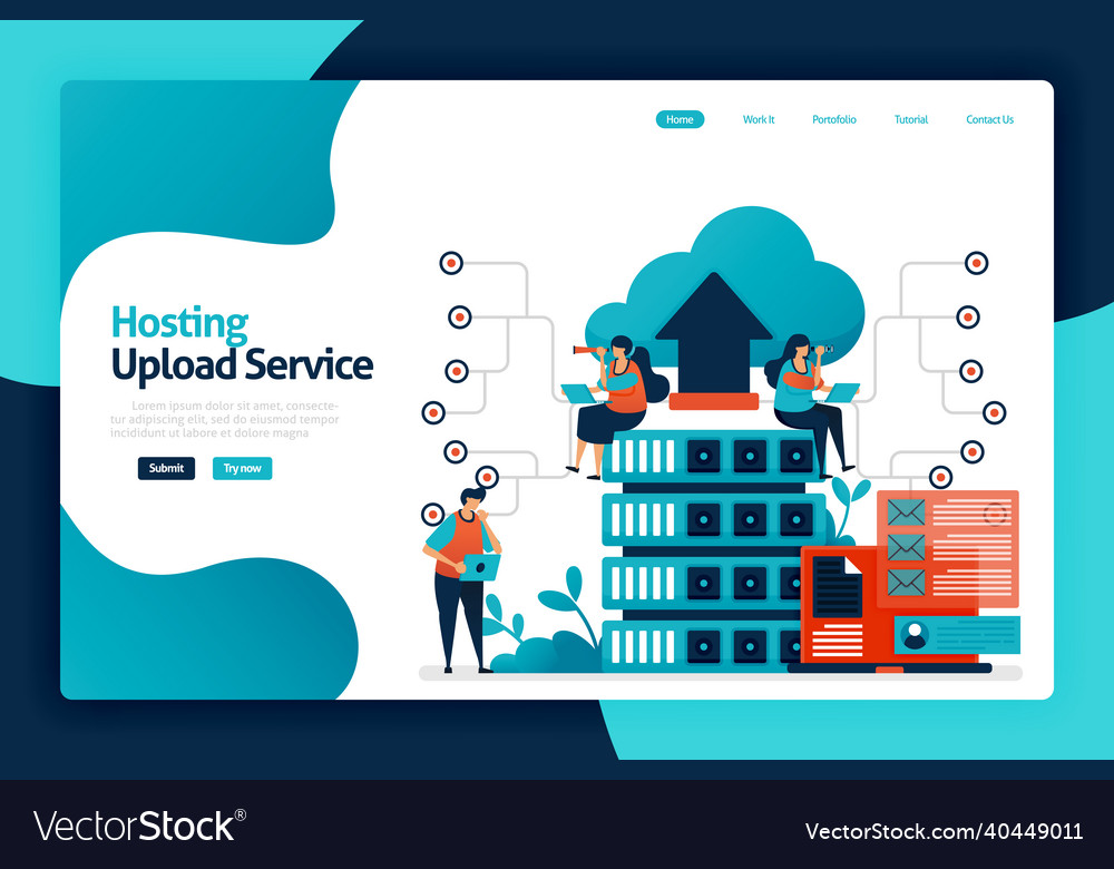Hosting upload service landing page design