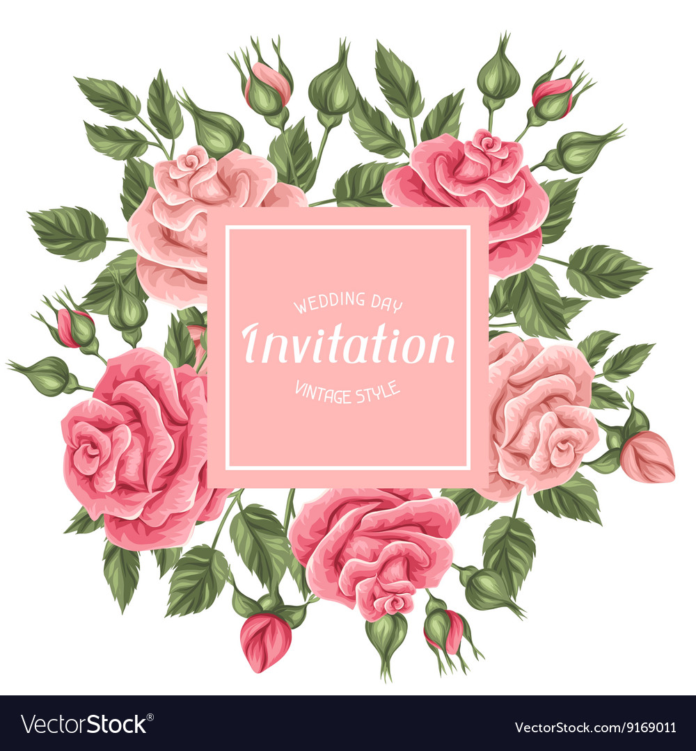 Einladungskarte mit Vintage Rosen dekorative