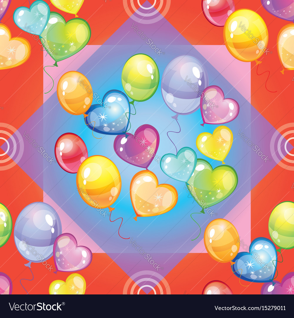 Pattern with colorful balloons on red background