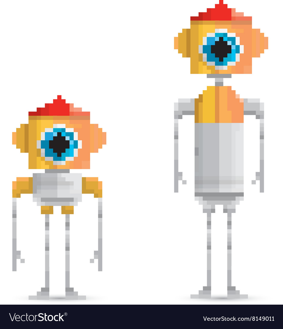 Pixel style robot set