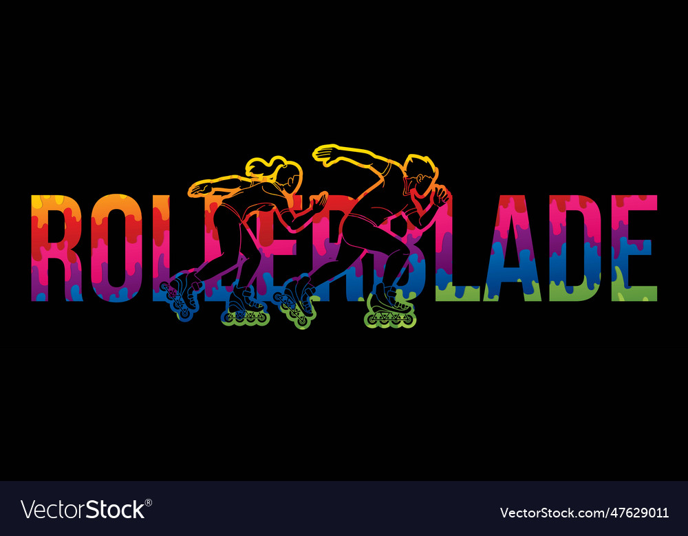 Rollerblade player with text graffiti vector image Rollerblade player with text graffiti