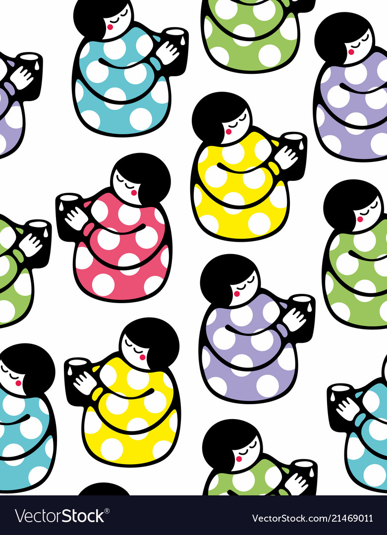 Seamless pattern with young woman and cup of milk vector image Seamless pattern with young woman and cup of milk