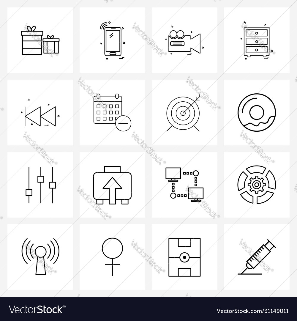 Set 16 simple line icons for web and print