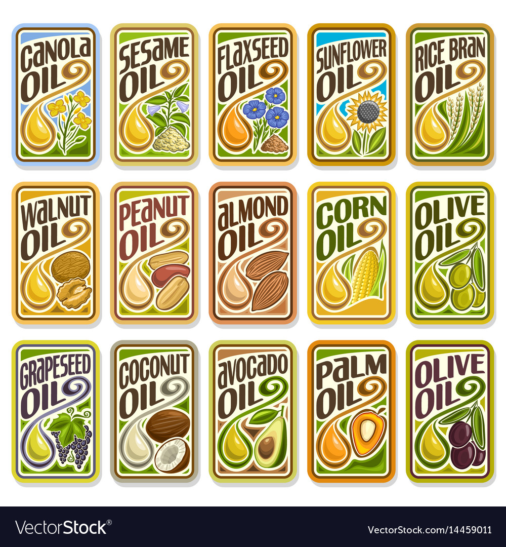 Set Labels For Cooking Oil Royalty Free Vector Image