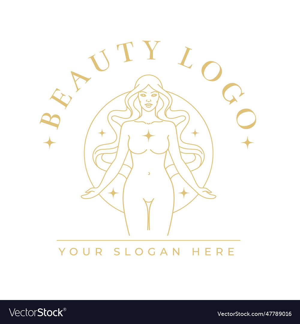 Beautiful woman with long hair logo elegant vector image Beautiful woman with long hair logo elegant