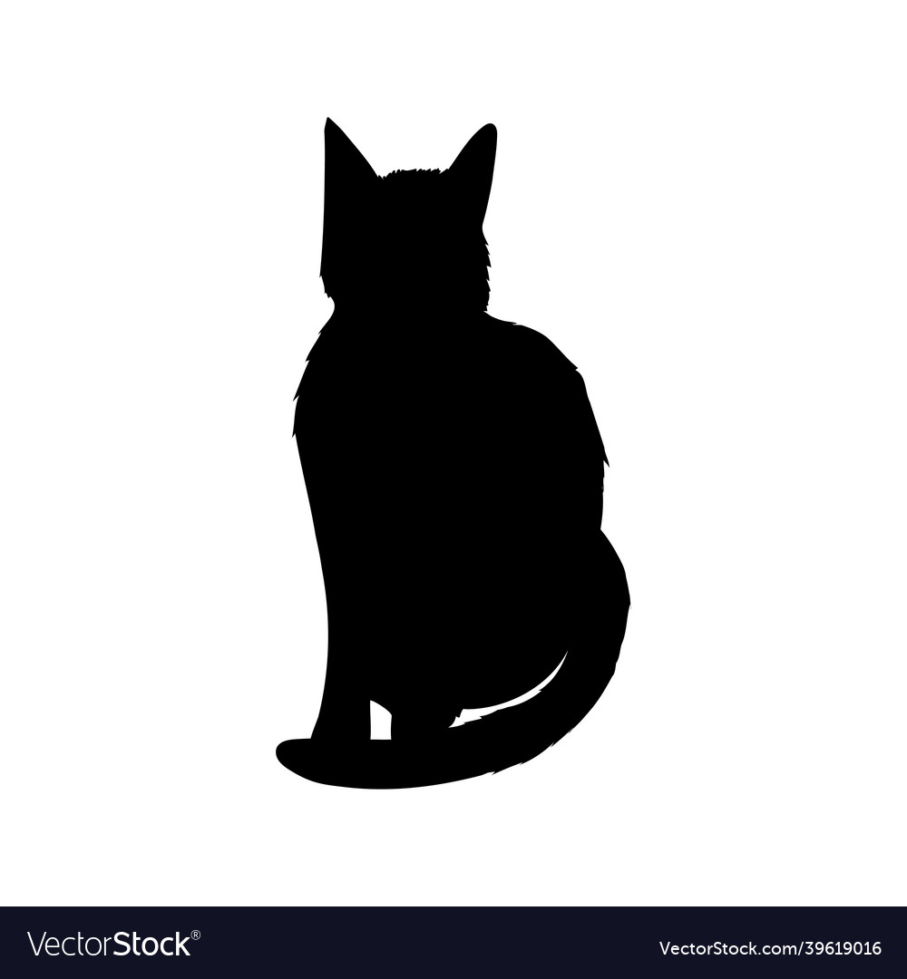 Black silhouette of a cat with long fluffy