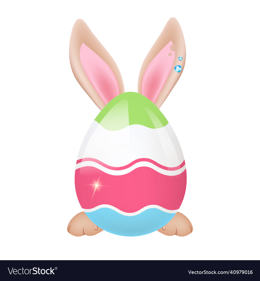 Cute decorated easter egg with bunny legs