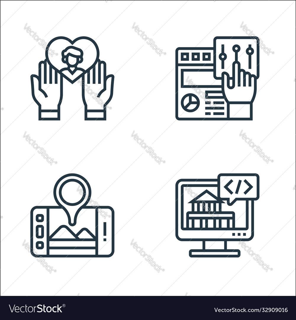Digital transformation line icons linear set vector image Digital transformation line icons linear set