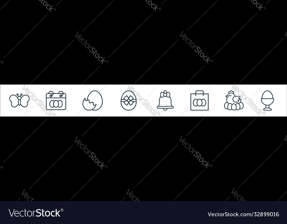 Easter line icons linear set quality vector image Easter line icons linear set quality