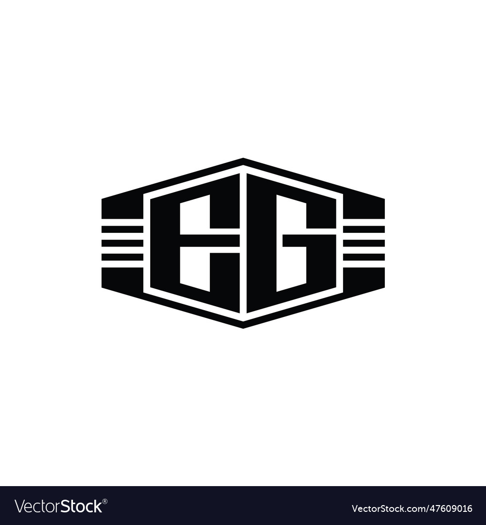 Eg letter logo monogram hexagon emblem shape Vector Image