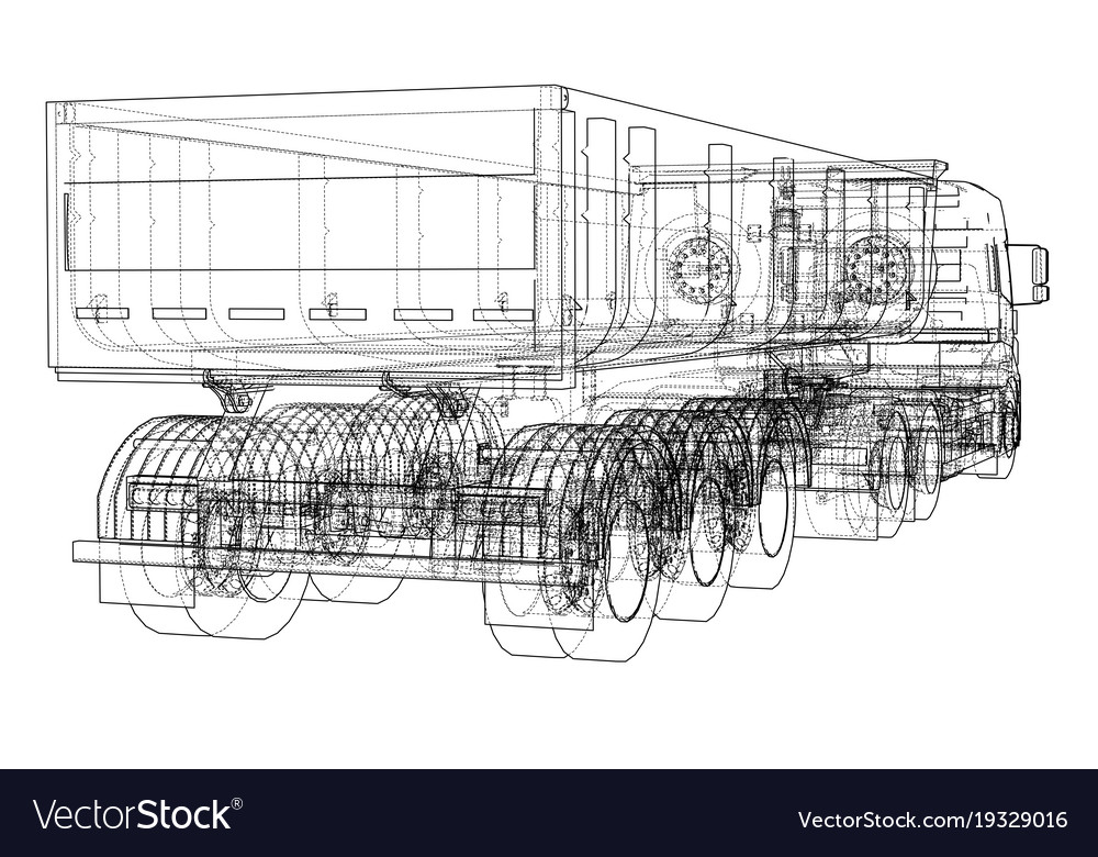 European truck outlined Royalty Free Vector Image