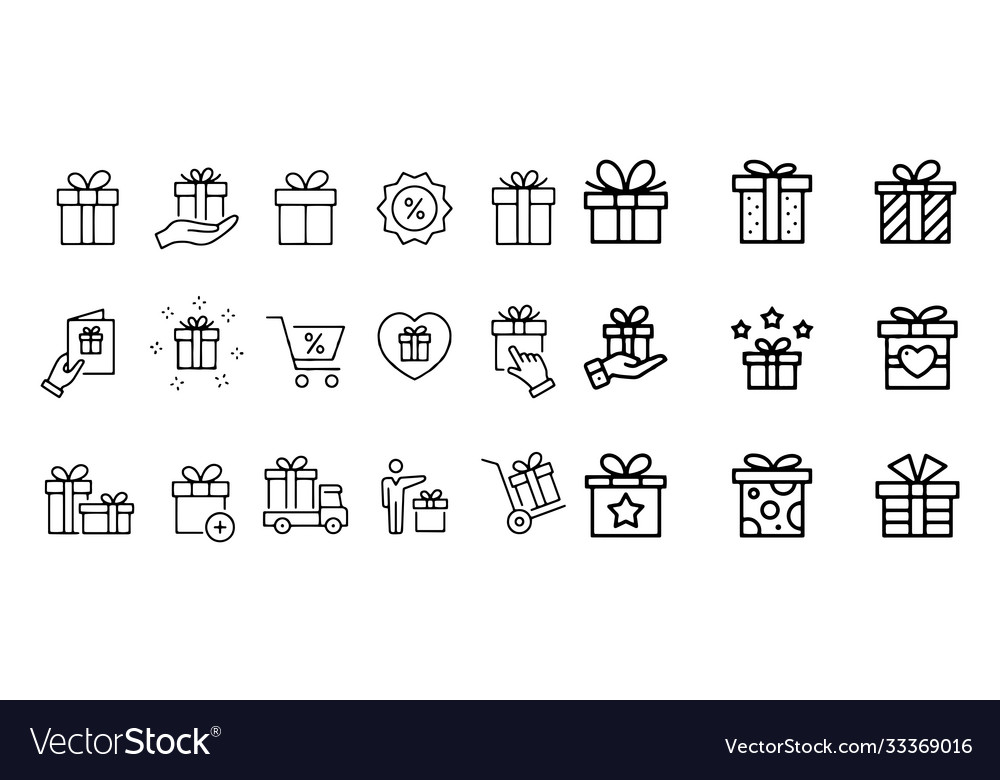 Gift box icon set on white background